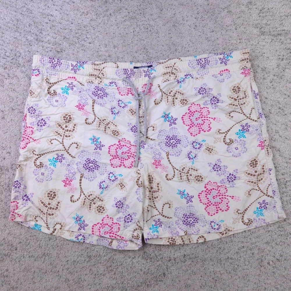 Vilebrequin Swim Shorts Mens Size XXL 42 Flat Waist Trunks Floral Bathing Suit